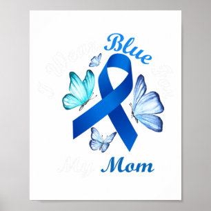 Póster Yo Uso Azul Para Mi Mamá Mariposa Diabetes Awares