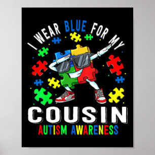 Póster Yo Uso Azul Para Mi Primo El Día De Conciencia Del