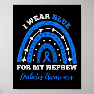 Póster Yo Uso Azul Para Mi Sobrino Diabetes T1d Tipo 1 Aw