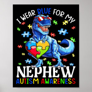 Póster Yo Uso Azul Para Mi Sobrino Dinosau De Conciencia 