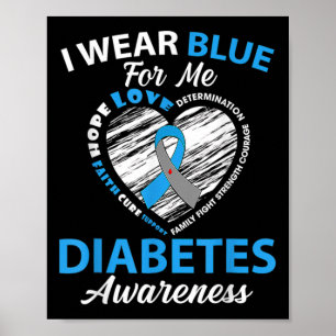 Póster Yo Uso Azul Para Mí Tipo 1 Diabetes Mes De Concien
