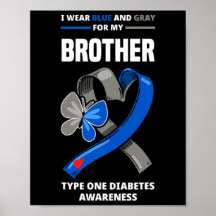 Póster Yo Uso Azul Y Gris Para Mi Hermano Tipo Uno Diabe