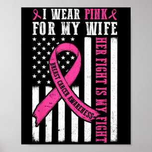 Póster Yo Uso Cáncer De Mama De Esposa Rosa Su Lucha Es M