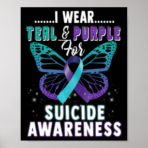 Póster Yo Uso Conciencia Suicida Verde azulada Y Purple S