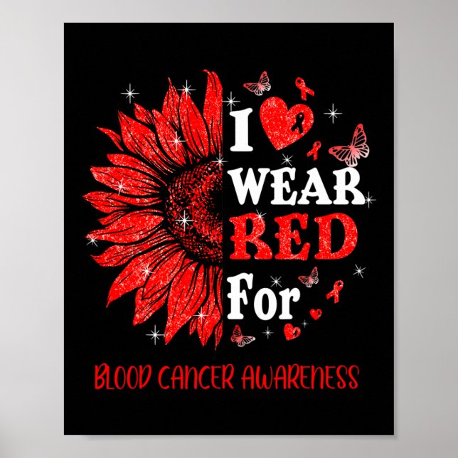 Póster Yo uso el rojo Twinkle Heart Sunflower Blogs Cance (Frente)