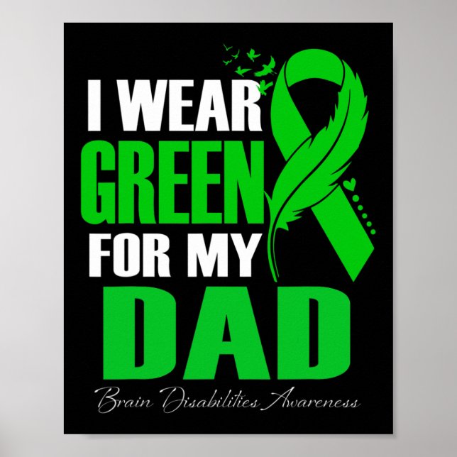 Póster Yo Uso El Verde Para Mi Papá Con El Awarene De Las (Frente)
