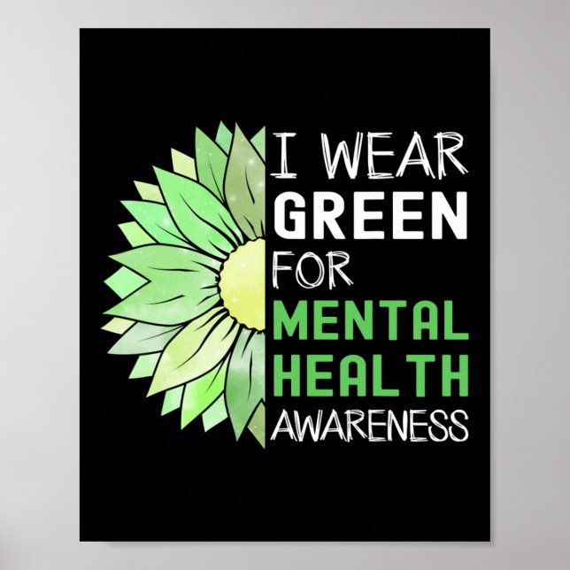 Póster Yo Uso Green Para La Conciencia De La Salud Mental (Frente)