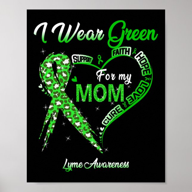 Póster Yo Uso Green Para Mi Mamá Lyme Awareness Green Rib (Frente)