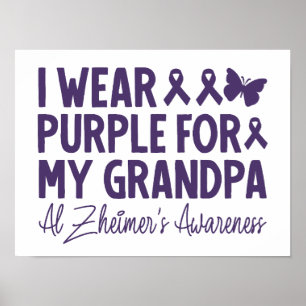 Póster Yo uso morado para la conciencia de mi abuelo Alzh