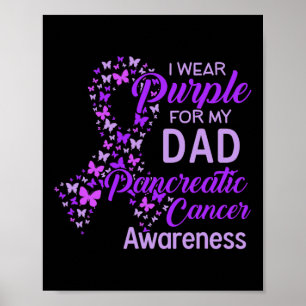 Póster Yo uso morado para mi papá, cáncer de páncreas