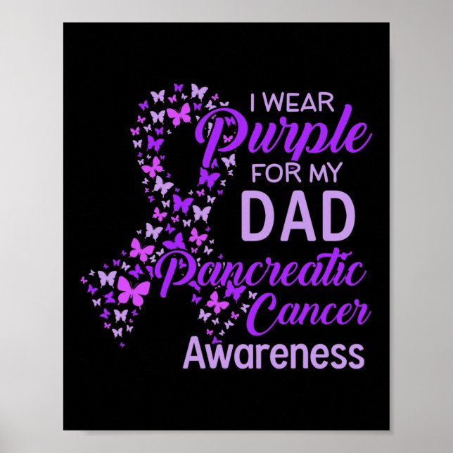 Póster Yo uso morado para mi papá, cáncer de páncreas (Frente)