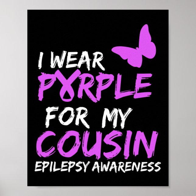 Póster Yo uso morado para mi primo mariposa Epilepsy Awa (Frente)