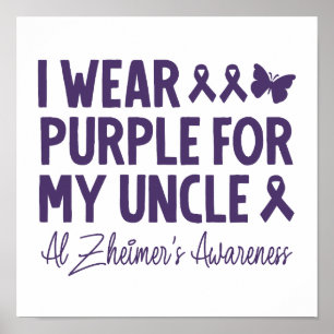 Póster Yo uso morado por la conciencia de mi tío Alzheime