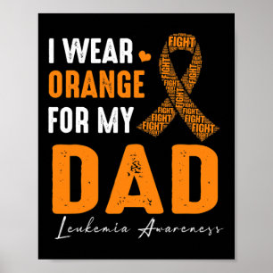 Póster Yo Uso Naranja Para Mi Papá Leucemia Cáncer
