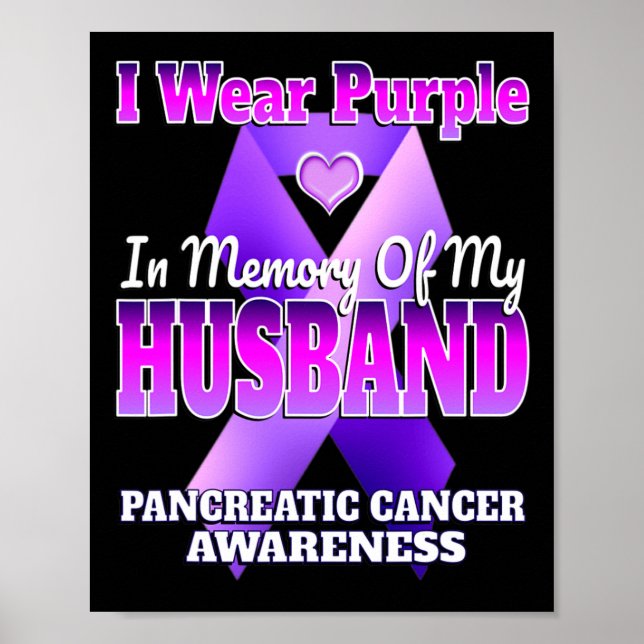 Póster Yo Uso Púrpura En Memoria De Mi Esposo Pancreático (Frente)