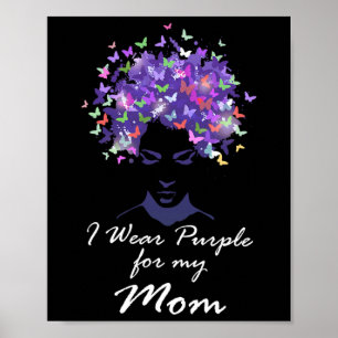 Póster Yo Uso Púrpura Para Mi Mamá Apoyo Familiar Heimerh