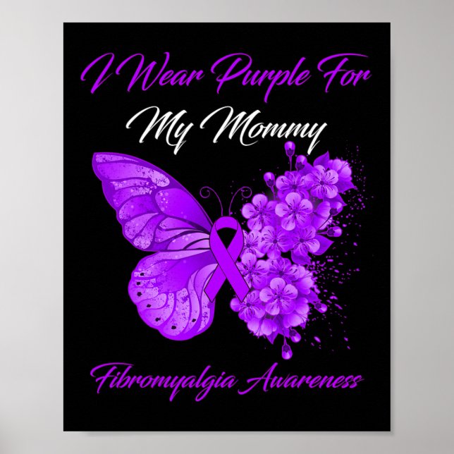 Póster Yo Uso Púrpura Para Mi Mami Fibromialgia Warrior 1 (Frente)