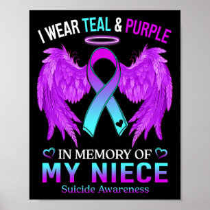 Póster Yo Uso Púrpura Verde azulado En Memoria Del Suicid