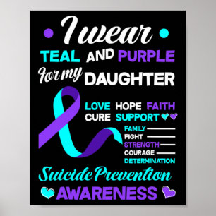 Póster Yo Uso Verde azulado Y Morado Para Mi Hija Suicidi