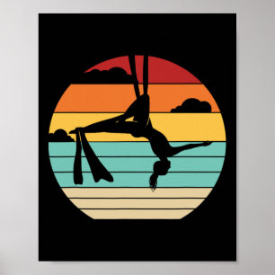 Póster Yoga Aéreo Retro Aerialista Gimnasia Bailarina Aer