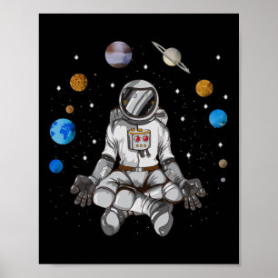 Póster Yoga Astronauta Espacio Galaxia Planetas Meditar L
