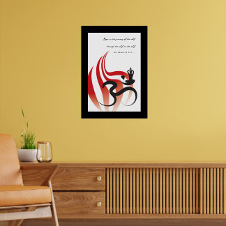 Póster Yoga con llama roja y caligrafía zen moderna Om Au