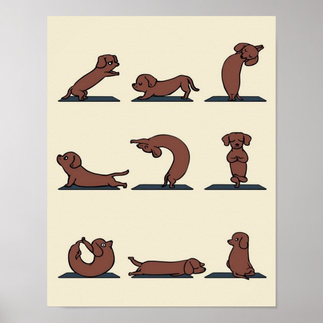 Póster Yoga Dachshund | Regalo ideal para mamás (Frente)