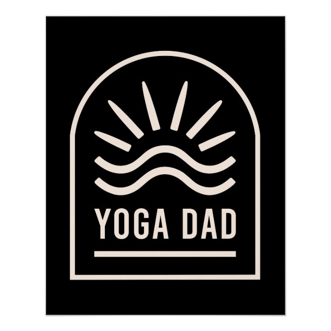 Póster Yoga dad retro vintage negro (Anverso)