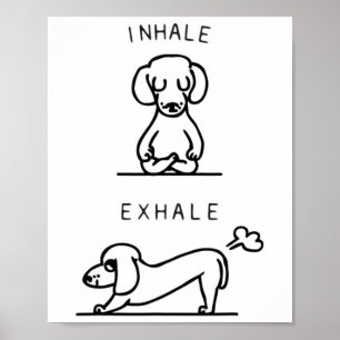 Póster Yoga de Dachshund Inhalar Exhalar