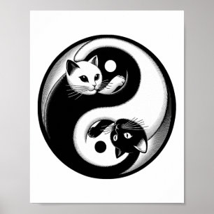 Póster Yoga de gato Tai Chi Mandala Zen Yin Yang