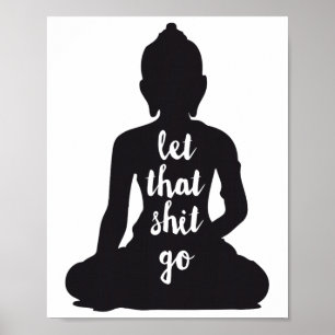 Póster Yoga Deja Ir Meditar Silueta Buda Yoga Mujer