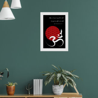 Póster Yoga del Sol Rojo Asiático y caligrafía zen modern