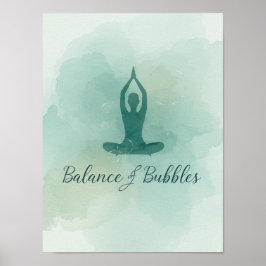 Póster Yoga Equilibrio y Burbujas para Fiesta de Yoga 