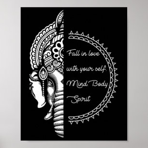 Póster Yoga Espiritual Ama Tu Mismo Meditación Elefante