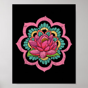Póster Yoga Espiritual Boho Flor Flor de Pilates Loto M