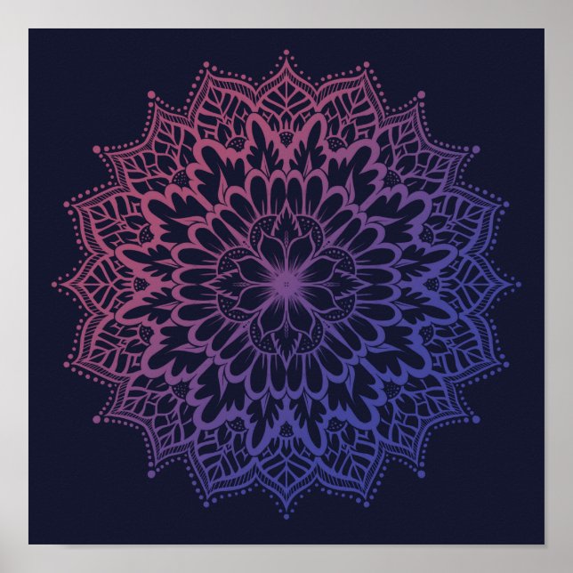 Póster Yoga floral Mandala Flor (Frente)