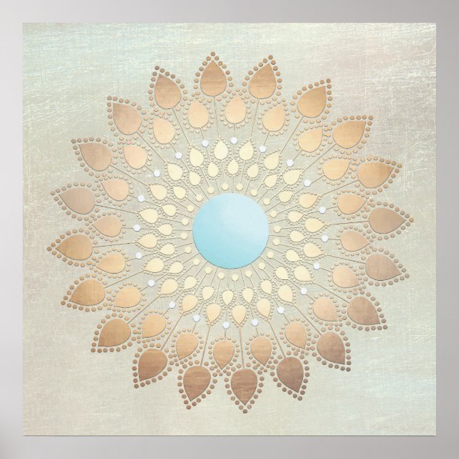 Póster Yoga Gold Lotus y meditación (Frente)