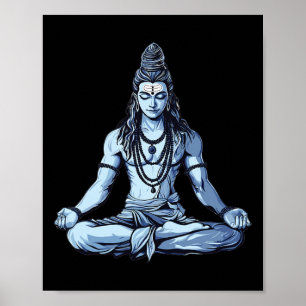 Póster Yoga inspirado en Shiva Mahadev postura sentada pa