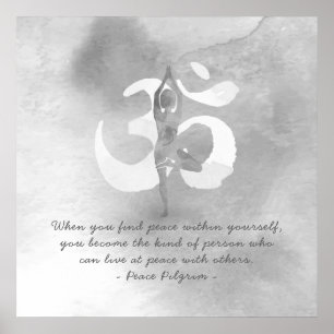 Póster YOGA Instructor Meditation Tree Pose Om Sign Quote