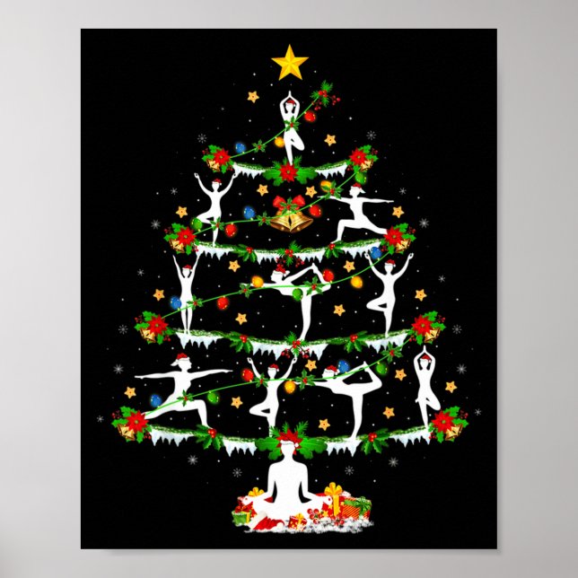 Póster Yoga Lover Xmas Lighting Yoga Christmas Tree  (Frente)