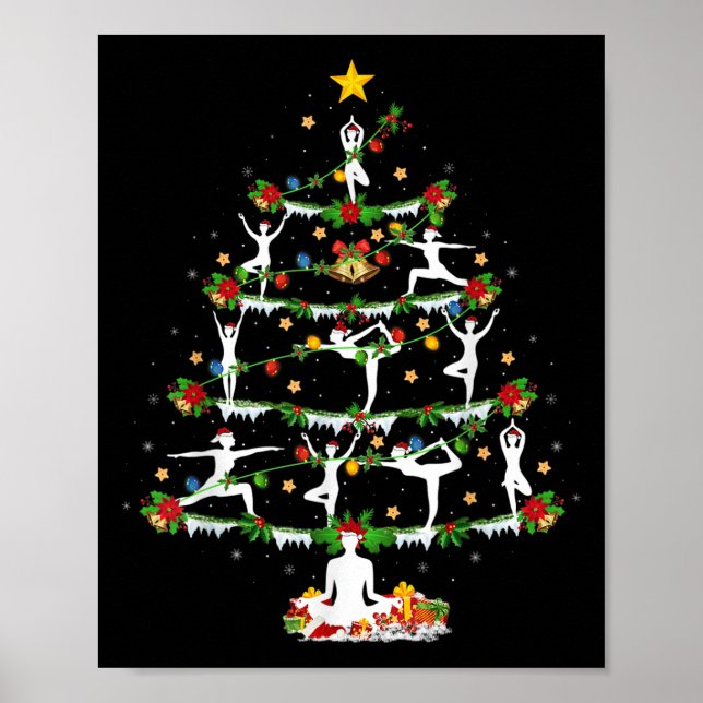 Póster Yoga Lover Xmas Lighting Yoga Christmas Tree  (Frente)