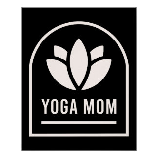 Póster Yoga mom yogi mother minimal black