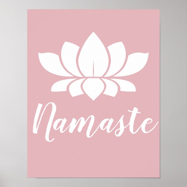 Póster Yoga Namaste Flor blanco Lotus y rosa Rosa (Frente)