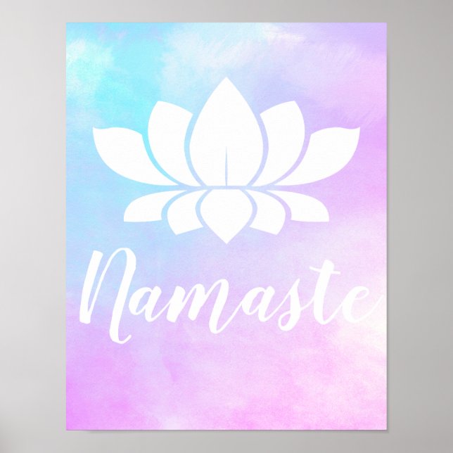 Póster Yoga Namaste White Lotus Flower & Pastels (Frente)