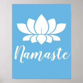Póster Yoga Namaste White Lotus Flower y Calm Blue
