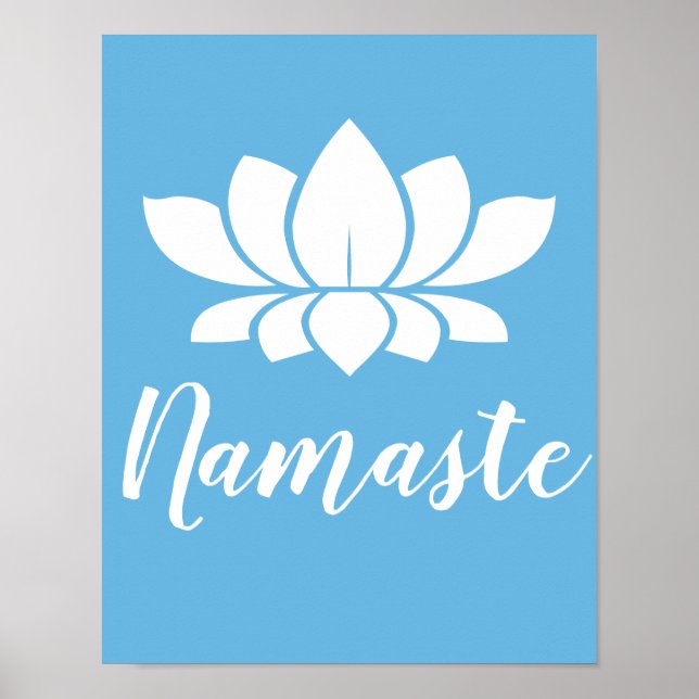 Póster Yoga Namaste White Lotus Flower y Calm Blue (Frente)