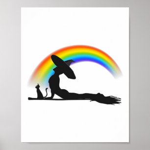 Póster Yoga Orgullo Bruja Hippie Arcoíris Halloween LGBT 