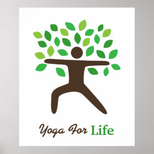 Póster Yoga para la vida, actitud del guerrero, árbol