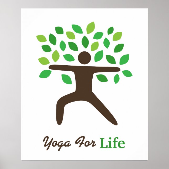 Póster Yoga Por La Vida, Pose Guerrero, Árbol (Frente)