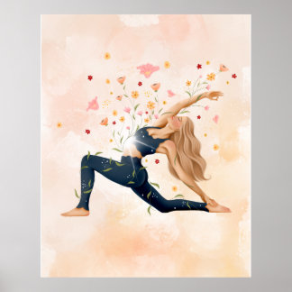 Póster Yoga Pose Feminine Print Picture Poster Wall Art